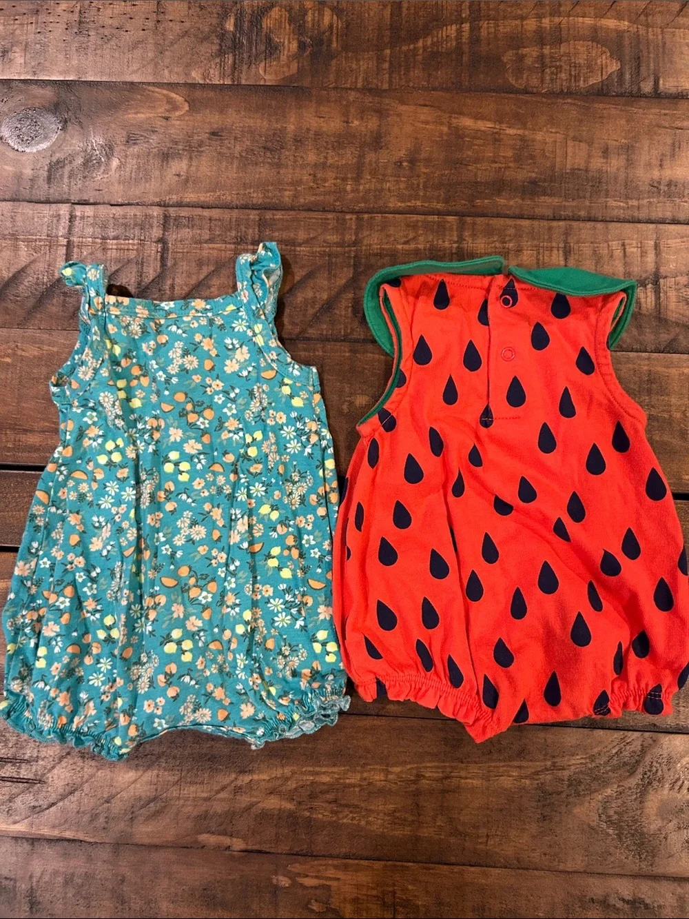 Set of 2: Newborn Fruit Rompers 🍓🍉